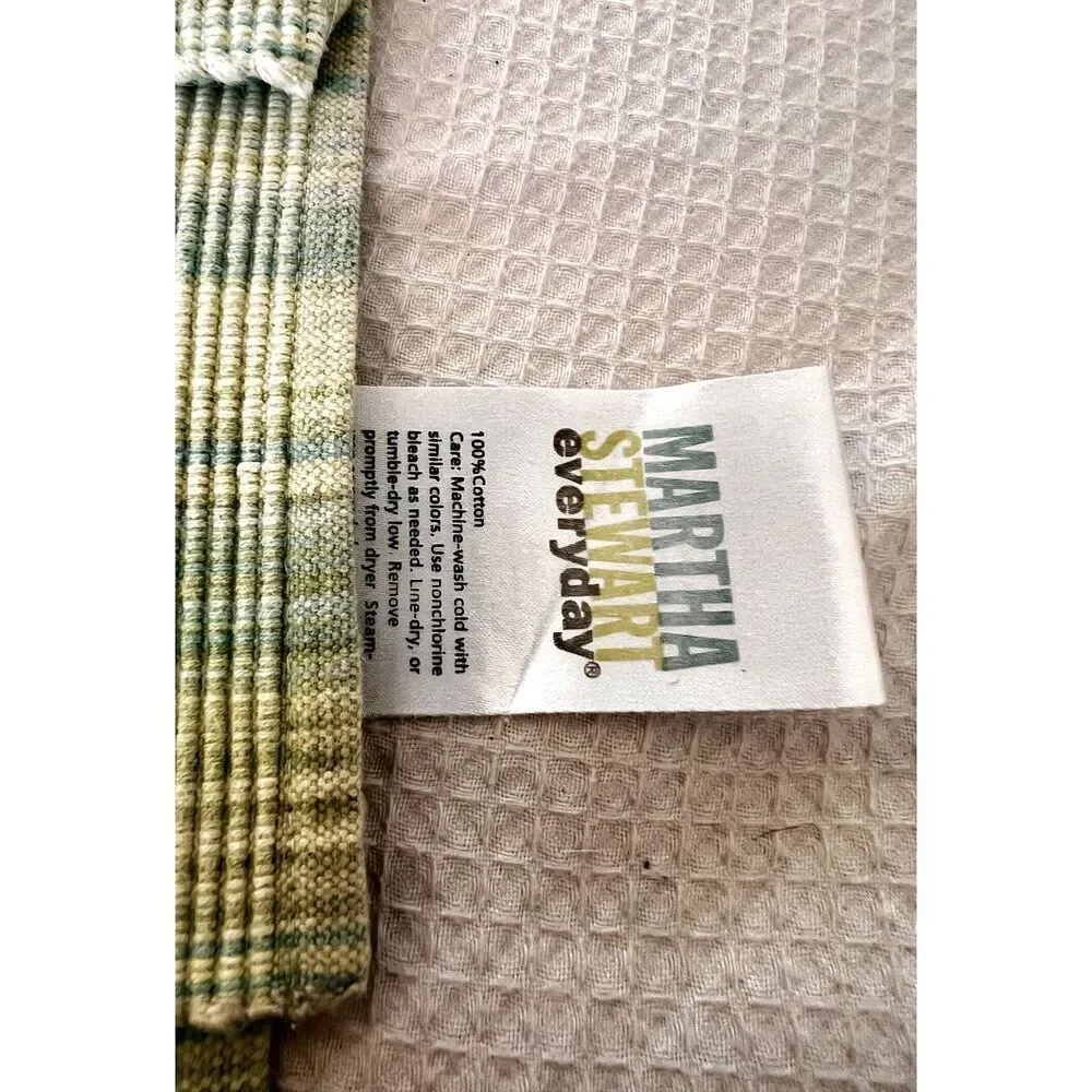 Vintage Martha Stewart Set of 4 Placemats Cotton Woven Green Ribbed Stripes